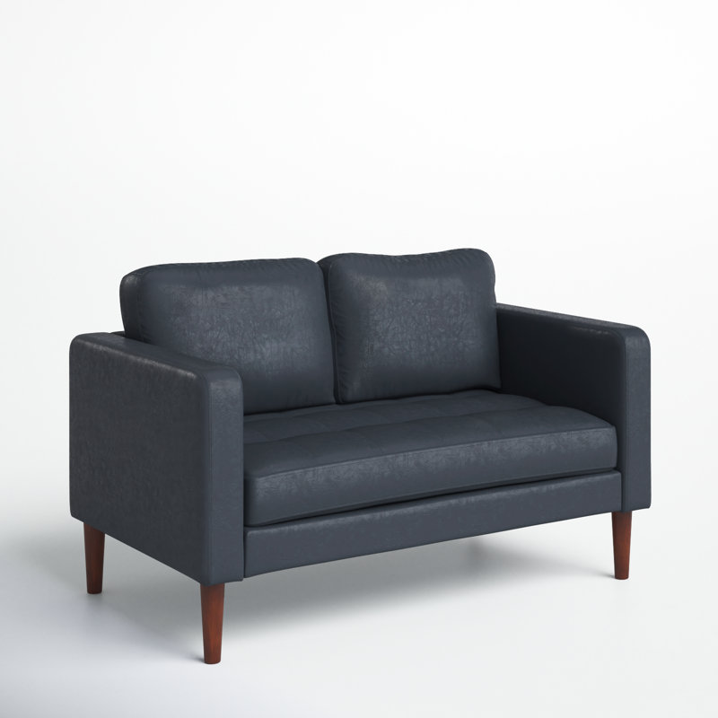 Jordy 54.5'' Faux Leather Loveseat, Black