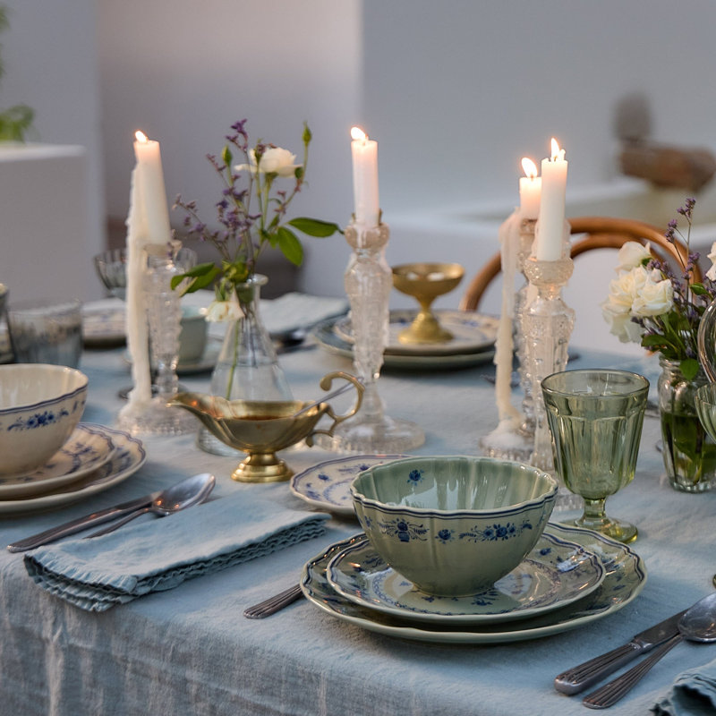 Vila Salad Plates, Blue/Olive