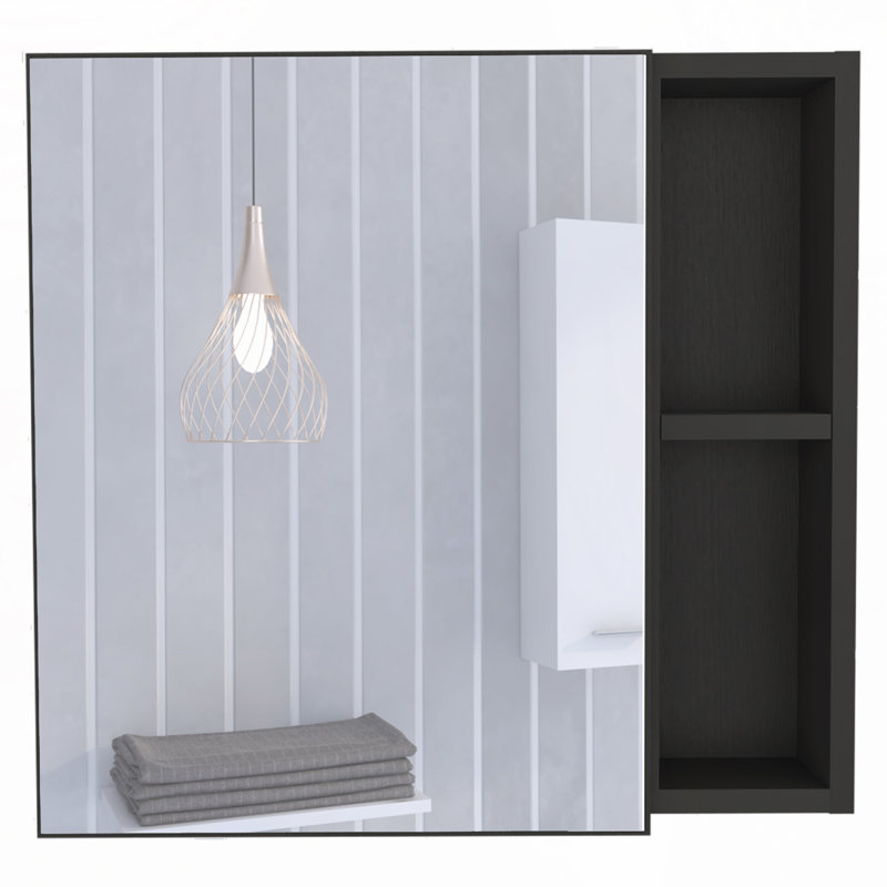 Bathroom Wall Medicine Cabinet with Mirror, Black
