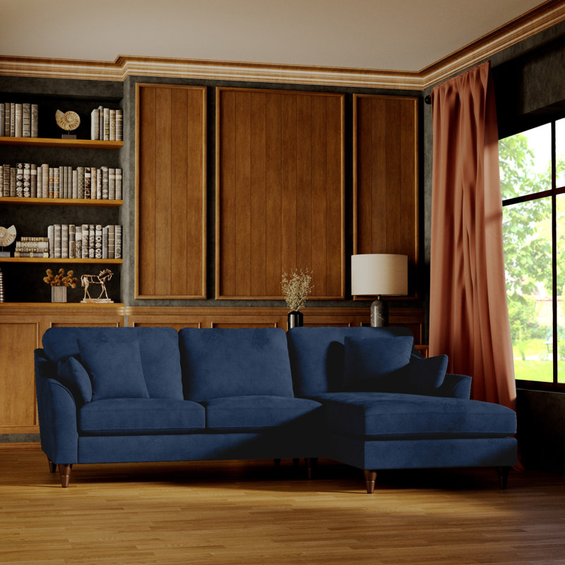 Melbern 3 Seater Corner Sofa, Navy, Right Hand Facing