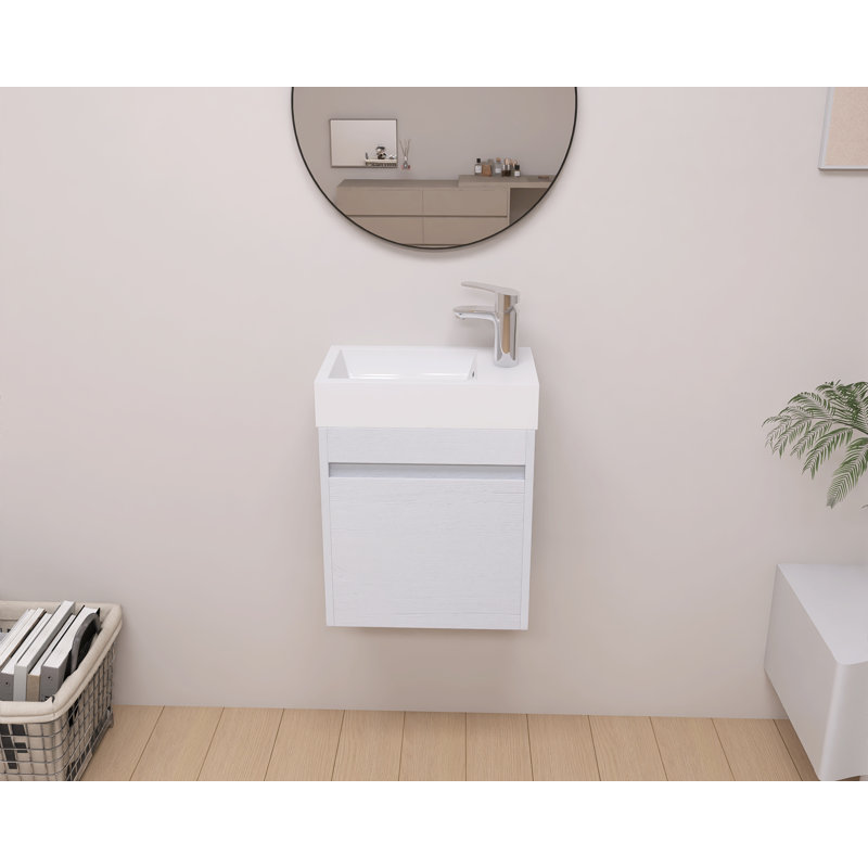 18'' Single Sink Vanity with 1 Door and Resin Basin Sink, White