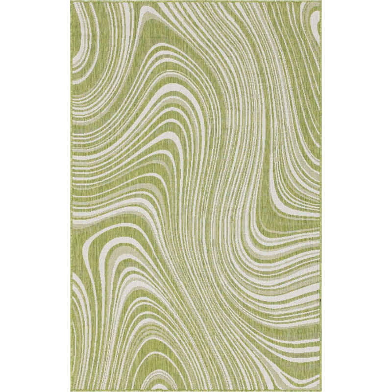 Outdoor Iris Area Rug Fern Color, Rectangle 5' x 8'