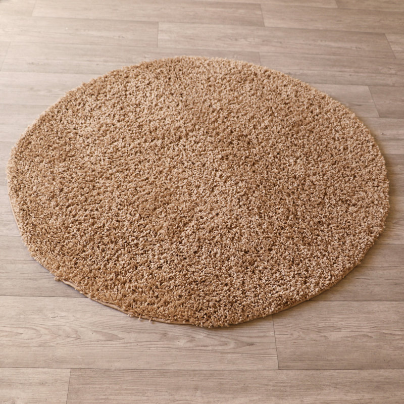 Tapis beige en polypropylène tissé à la machine Dolloff, Rond 5 pi 3 po