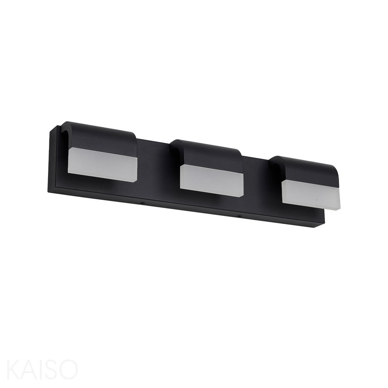 Luminaire de salle de bain mural à DEL 3 lumières DEL, H 4,3 po x l 21,7 po x P 3,5 po, Noir, Trois lumières