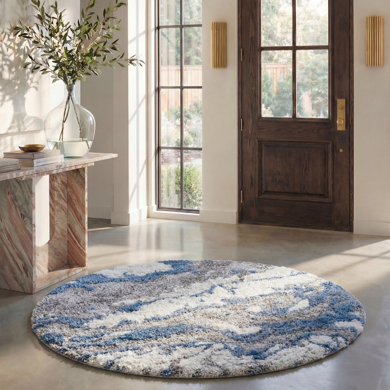 Tristan Horizon Shag 800 Performance Abstract Rug, Round 6'7"