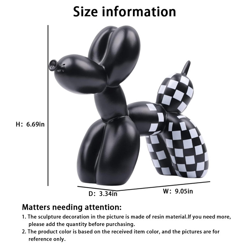 Ornement de statue créative pour chien ballon (1 pièce) - Figurine décorative pour chambre à coucher, bureau, plusieurs couleurs disponibles