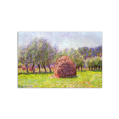 Heap of hay in the field by Monet Claude 53×80 cm MetalArt Materic Aluminum Satin Effect, Frameless Panel, Lightweight Ready to Hang