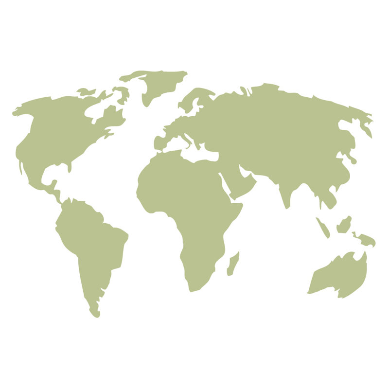 Décalcomanie murale carte du monde, H 22 po x l 32 po x P 0,01 po, Céladon
