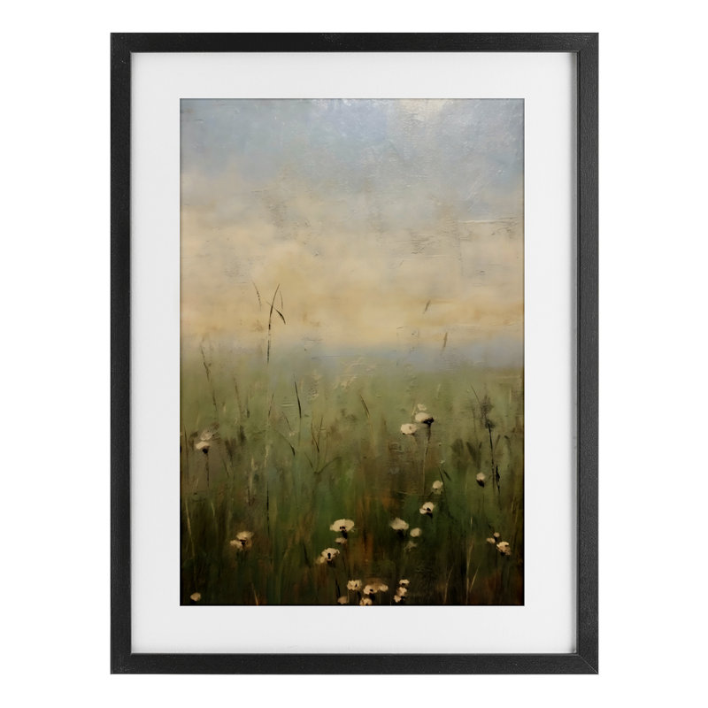 «Tall Grass with Flowers», reproduction encadrée sous verre, design par LSR Creative Studio, Cadre noir minuit