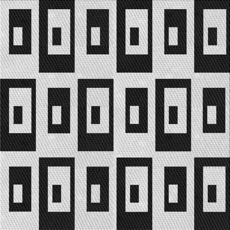Tapis noir/blanc à motifs, Carré 7 pi