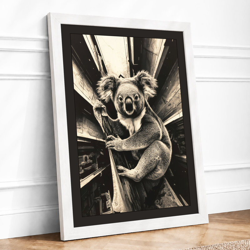 Koala Halo Japandi - Framed Print, A4 - 29.7 x 21.0 cm, White