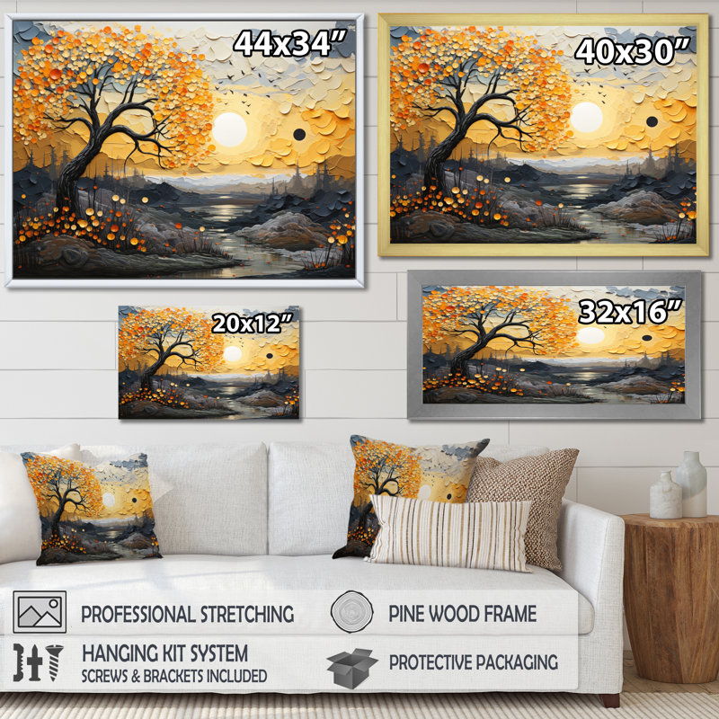 «Romantic Landscape Melting Hearts VI», reproduction sur toile, H 12 po x l 20 po x P 1 po, Toile tendue