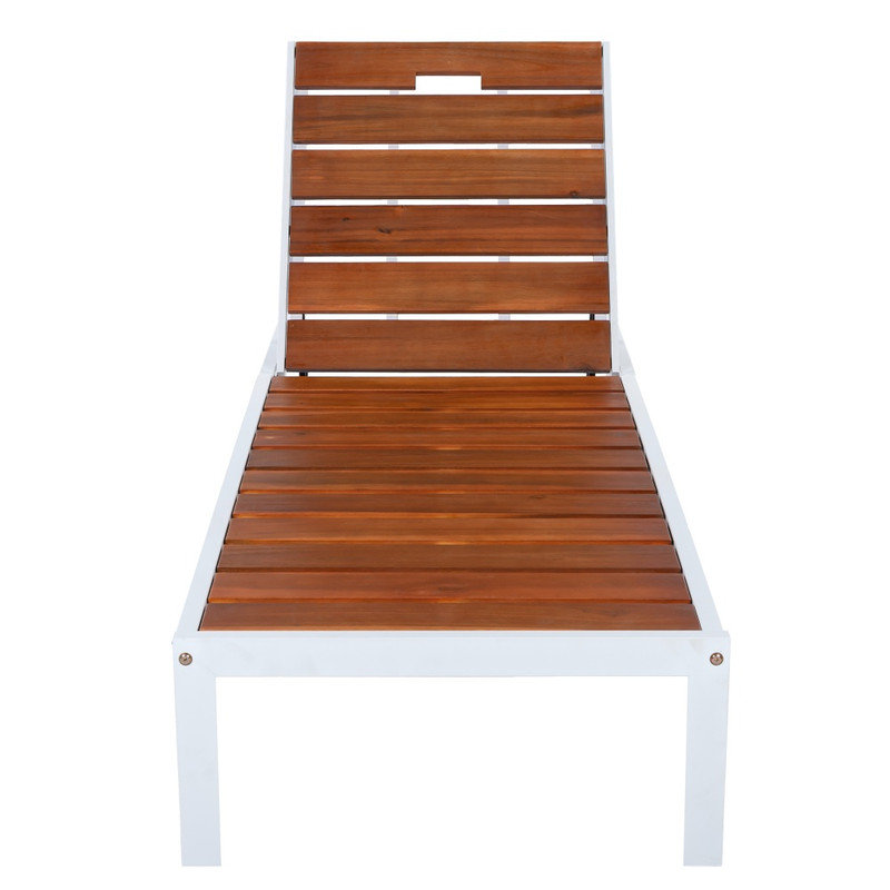 Lit de jour inclinable blanc et brun pour chaise longue d'extérieur