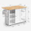 Îlot de cuisine en bois avec barre à déjeuner à abattants, chariot de cuisine roulant avec 2 portes et 2 tablettes, îlot de rangement mobile avec support à épices et porte-serviettes-907889114