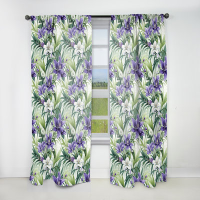 Green Purple Bamboo Serenade Tropical Pattern I - Tropical Curtain - Velvet Room Darkening - 1 panel