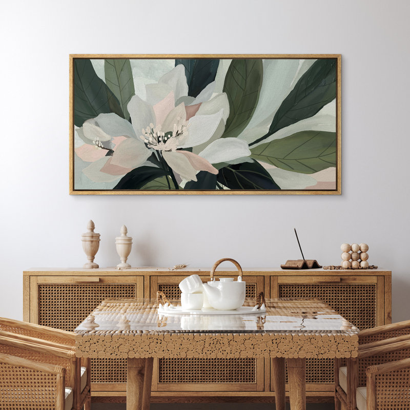 Abstrait sauge vert botanique fleur Art Mid Century Modern Boho Art mural horizontal Art déco, H 30 po x l 60 po, Naturel