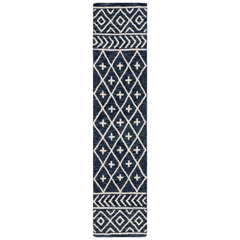 Metro 460 Area Rug In Navy / Ivory, Runner 2' x 9'