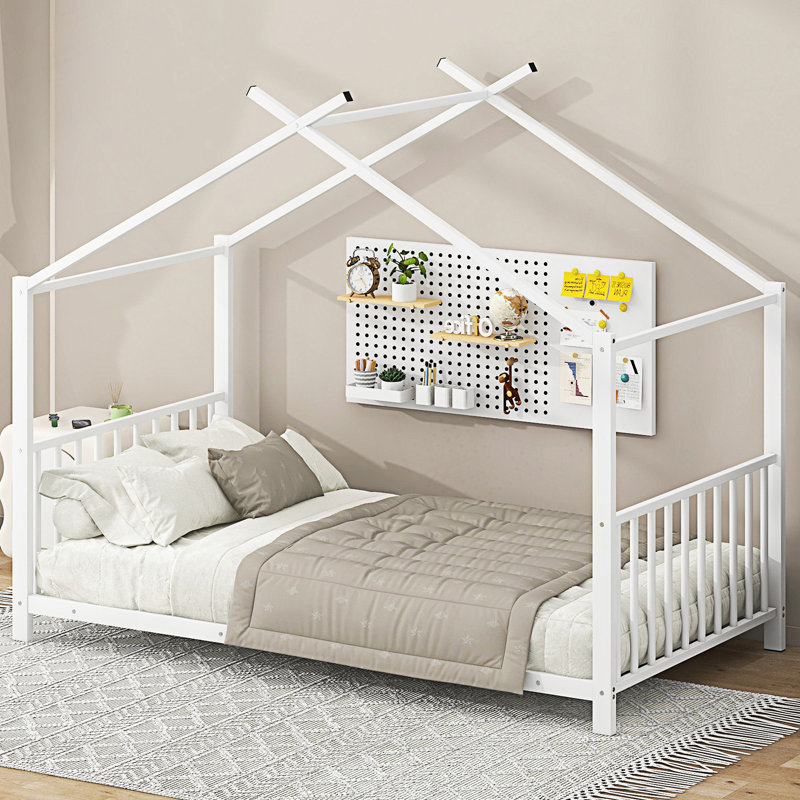 Lit plateforme simple en métal, Blanc