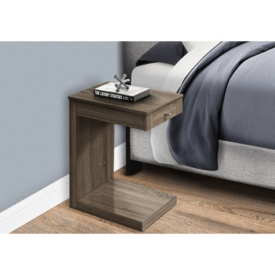Table d'appoint en taupe pour chambre à coucher, base avec tiroir en taupe, porte-boissons et collations