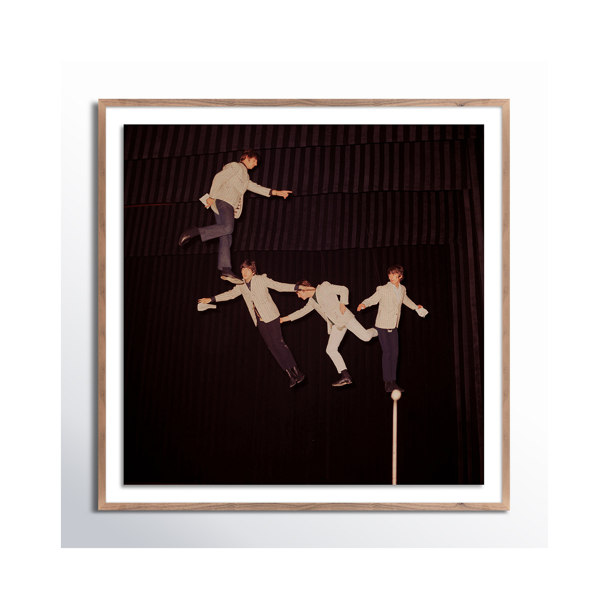 The Beatles Rehearse by Getty Images, 24" H x 24" W, Rustic Walnut Framed