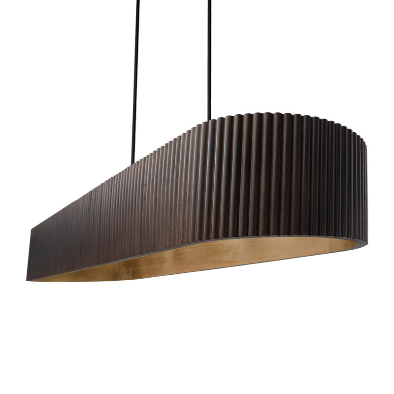 Mid-Century Modern Wood Kitchen Island Pendant, Dark Brown