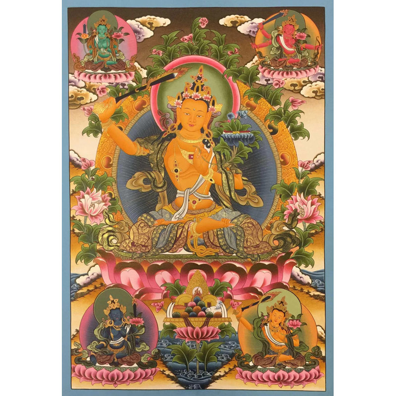 Pancha Manjushree Thangka (Brocadeless Thangka)