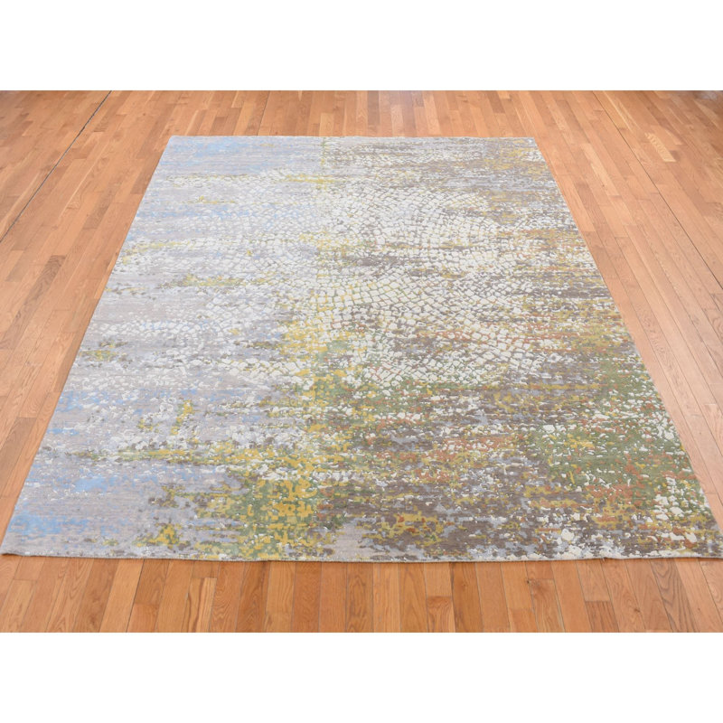 Tapis ivoire en soie nouvel âge 8 pi 1 po x 10 pi 1 po Warnetta