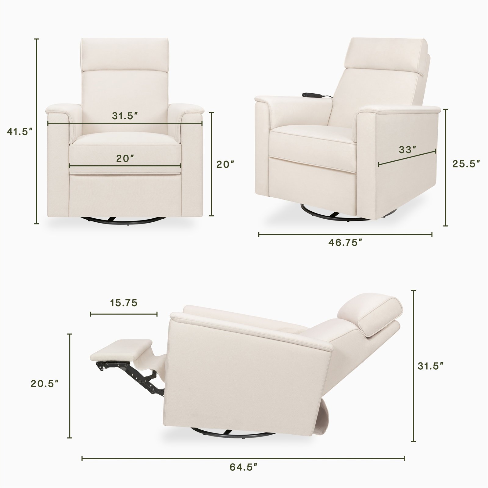 Willa Swivel Glider, Performance Cream Eco-Weave