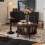 Table basse ronde avec rangement French Vintage