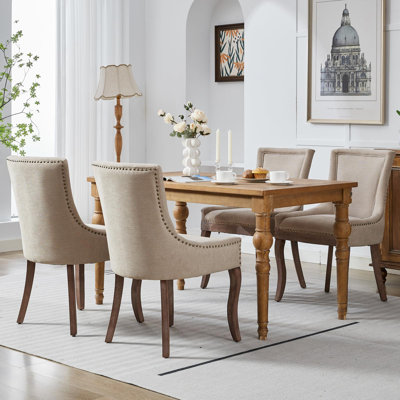 52cm H Tufted Linen Upholstered Side Chair