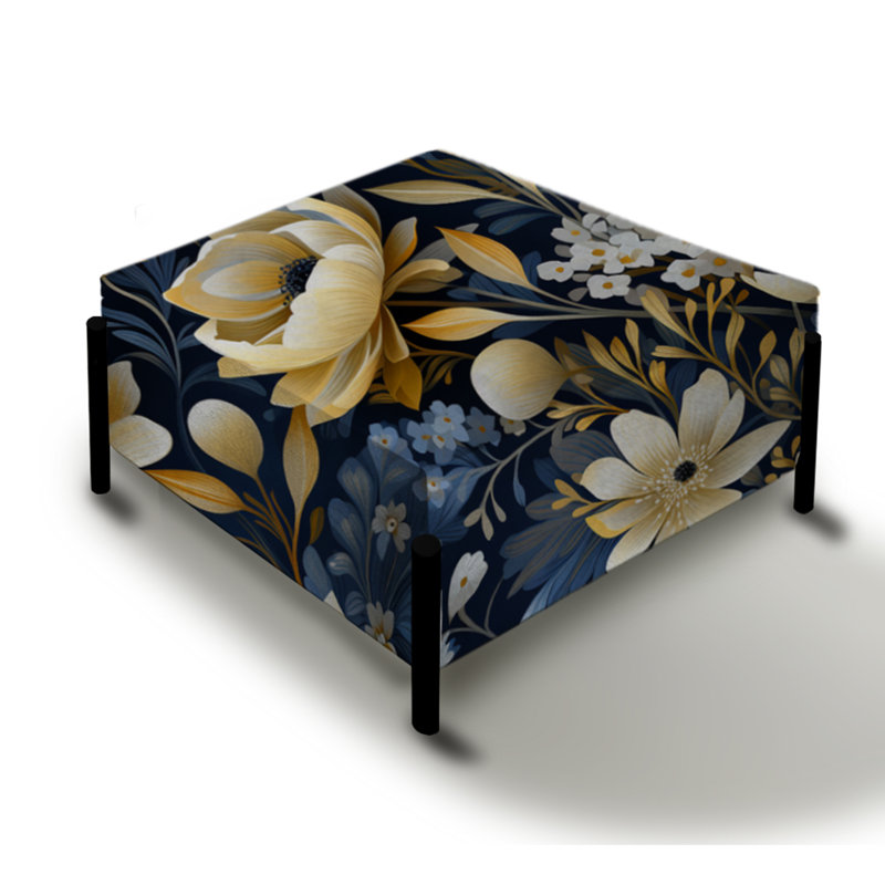 Grand repose-pieds carré floral Blue Oasis