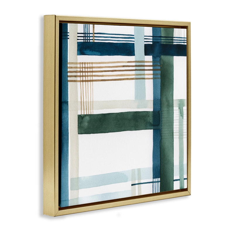 Art mural moderne sur toile à motif flottant par Grace Popp, Cadre flottant métallique doré, H 18 po x l 18 po x P 1,7 po