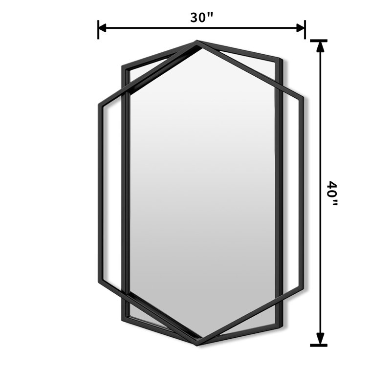 Miroir mural Hexagon, 40 po x 30 po