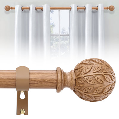 Leaf Wood Grain 1" Single Curtain Rod,Burlywood,36-88"
