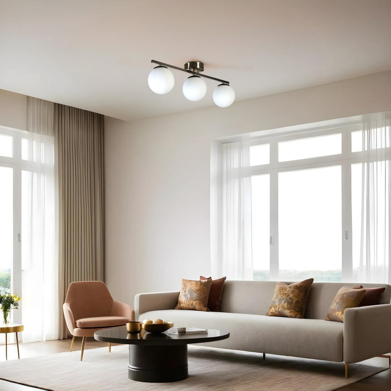 Stylish Metal Chandelier, Matte Chrome & White Finish, 21.7 x 7.9 inches | E27 Socket, Max 40W | Perfect for Dining Room & Entryway, Elegant Glass Cap Design, IP20 Rated, Modern Lighting Fixture