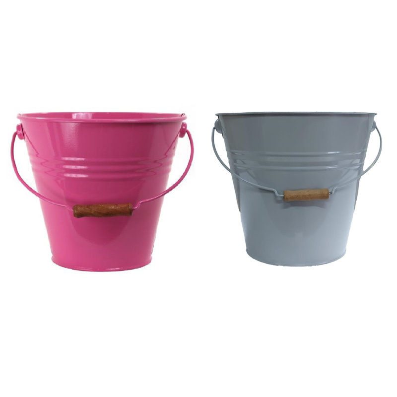 Gracie Oaks Decorative Bin, Pink/Light Gray