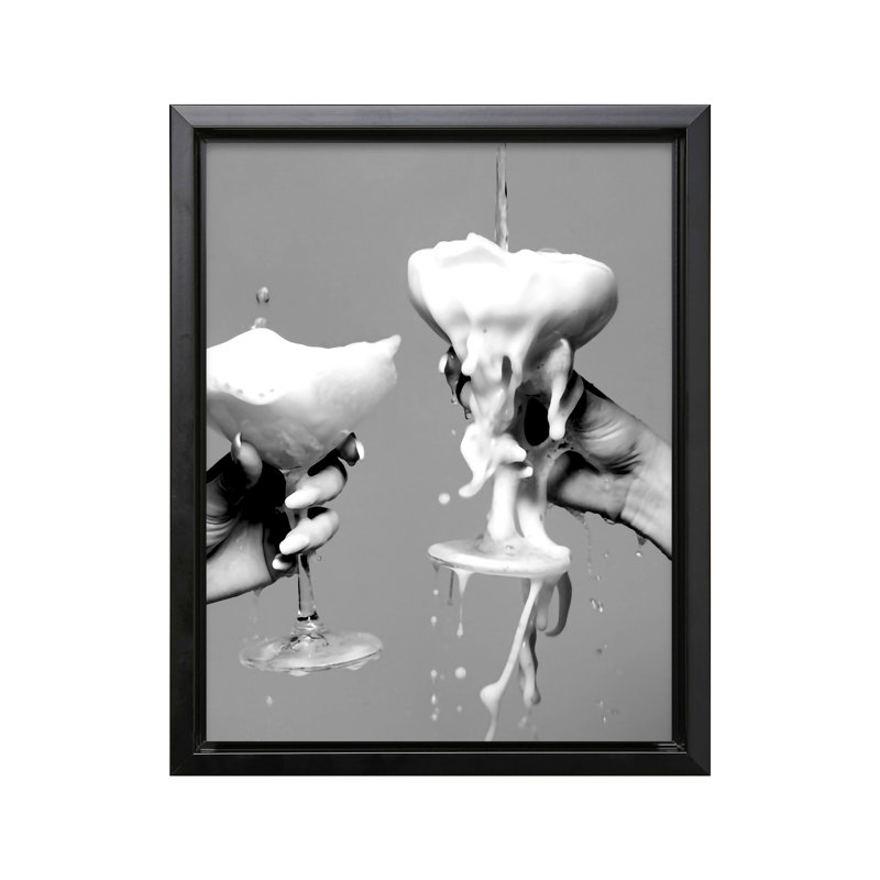 Verser du champagne No2, Black Framed, Canvas, 12"H x 16"W