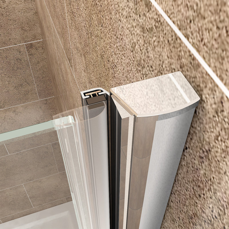 Arnot 1850 mm H Hinged Frameless Shower Door with Clear Glass, 185cm H x 90cm W