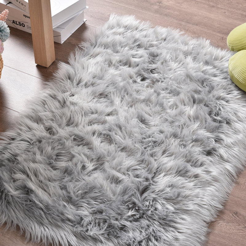 Gennine Faux Sheepskin Indoor Rug, Rectangle 2' x 6'