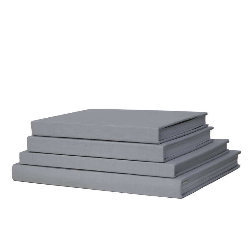 Linen Wrapped Coffee Table Stack, Light Gray