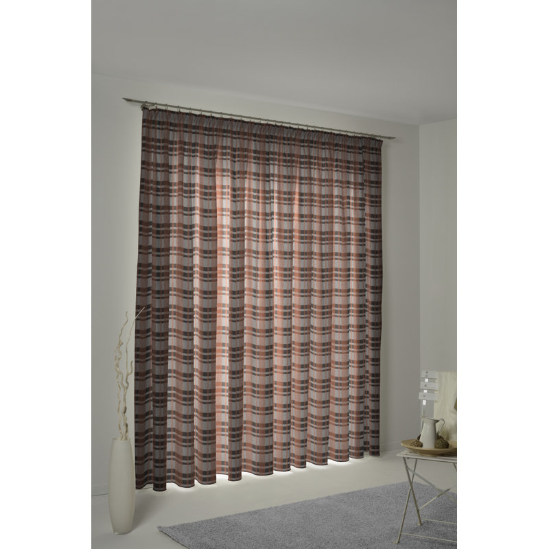 Devore Pencil Pleat Opaque Curtain, 175cm H x 132cm W, Grey/Brown/Black
