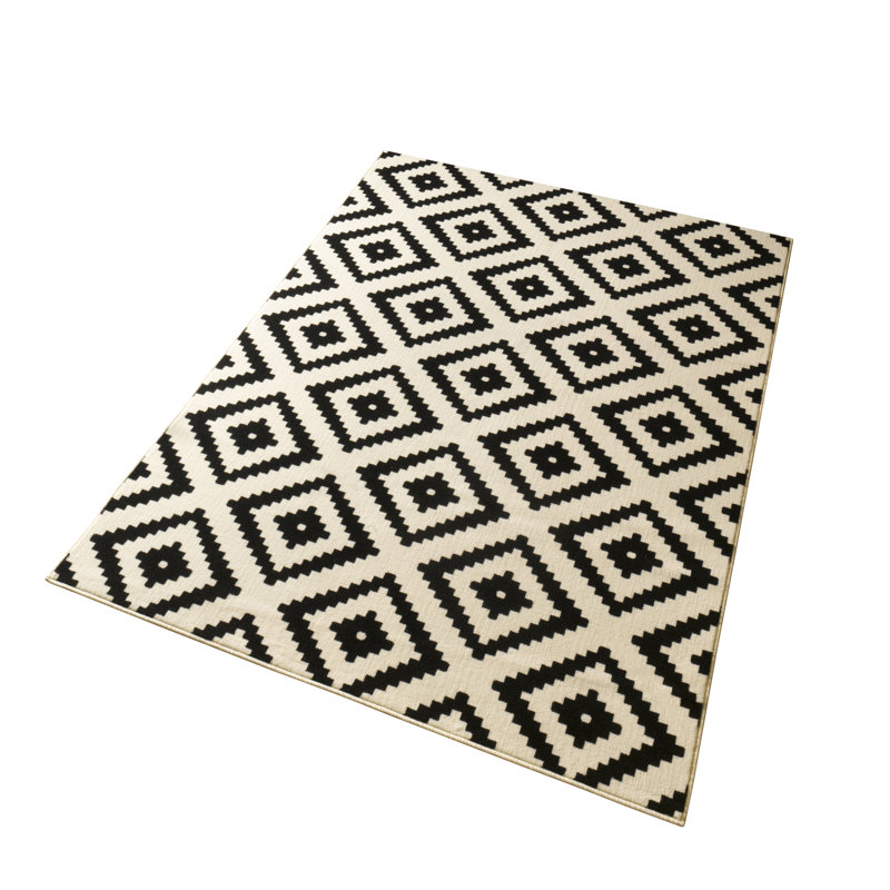 Raute Black/Cream Rug, Rectangular 120 x 170cm