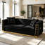 Ensemble de canapé Chesterfield convertible 3 pièces en velours avec fauteuils-135317380