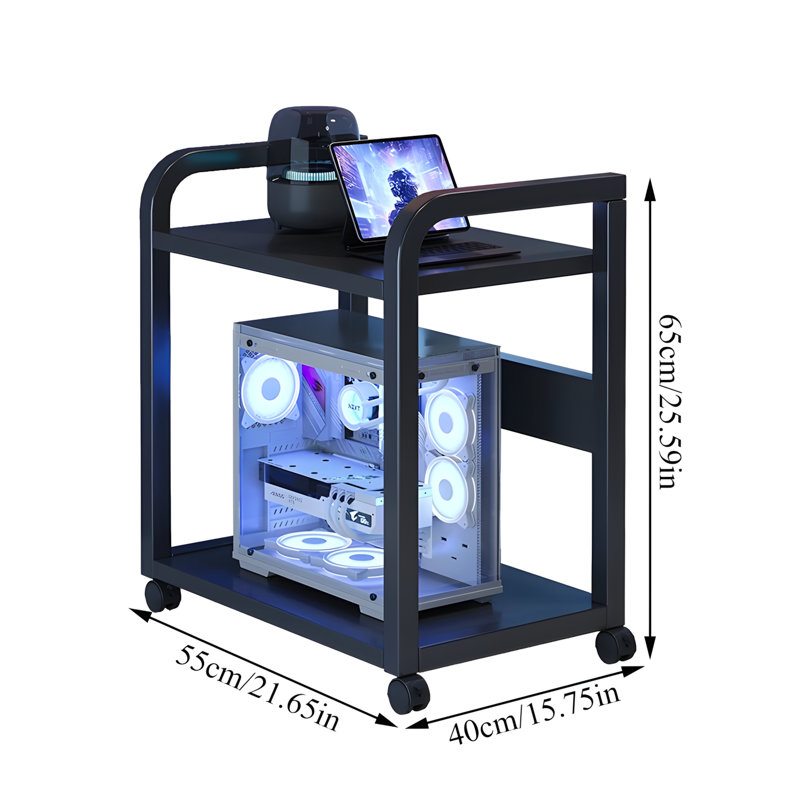 Support réglable pour unité centrale avec roues, support de tour d'ordinateur à plusieurs niveaux pour PC, imprimante, équipement de bureau, support de rangement en métal robuste avec mobilité facile
