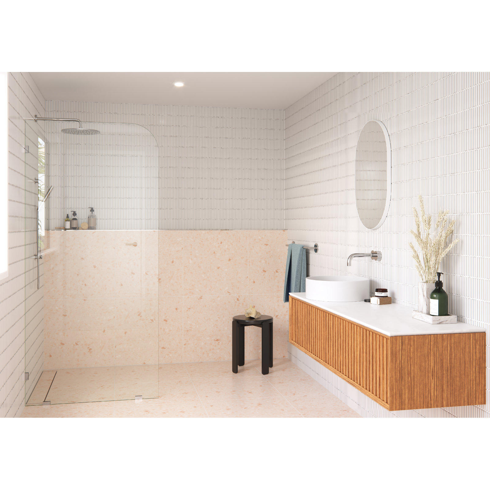 Solaris Frameless Fixed Radius Shower Panel, Polished Chrome