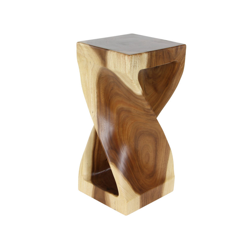 Solid Wood End Table, Brown, 25" H x 12" W x 12" D