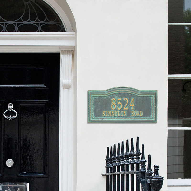 Signature Series 2-Line Wall Address Plaque, Yes, Bronze, Verdigris