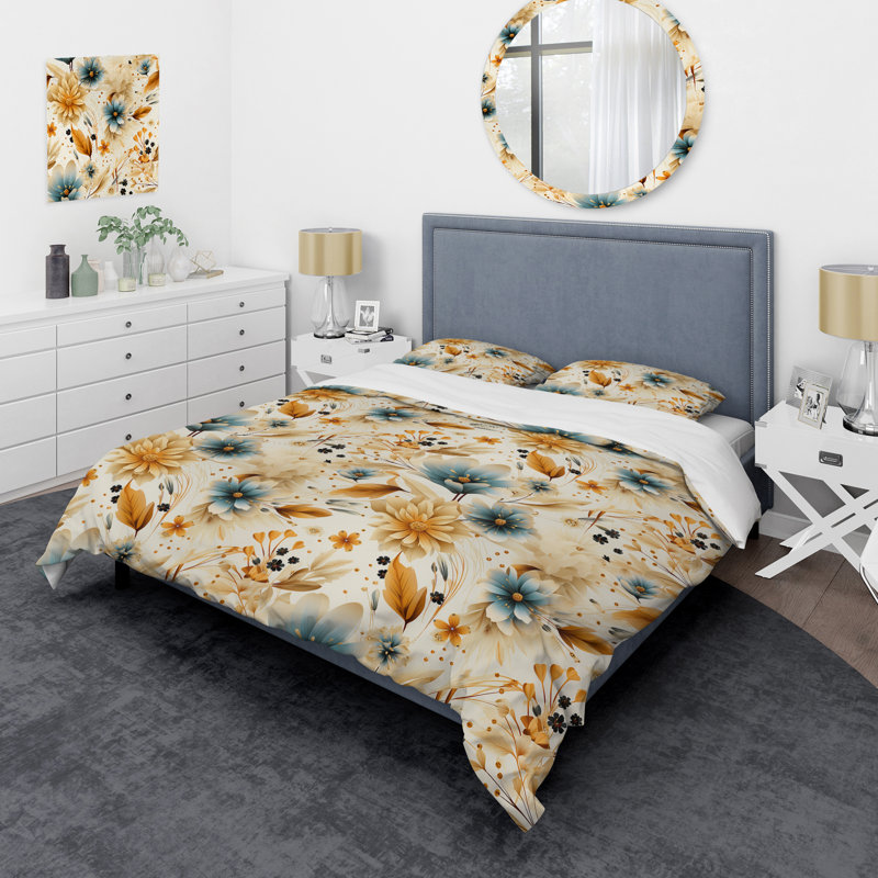 Earthy Elegance Boho Pattern Duvet Cover, King Duvet Cover + 2 King Shams