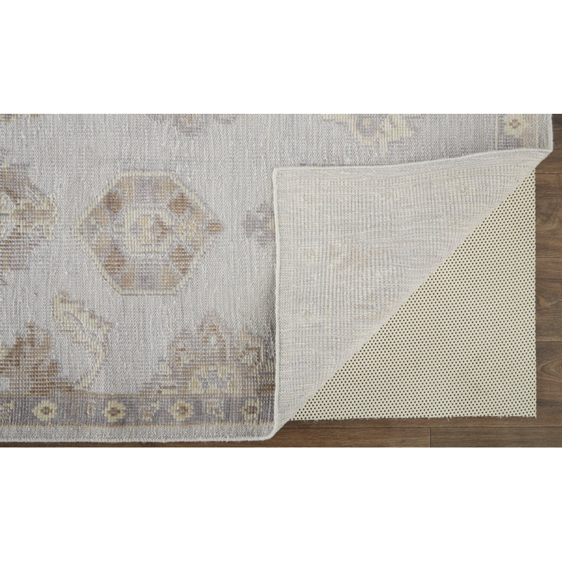 Wendover Hand Knotted Oriental Area Rug in Gray, Rectangle 8' x 10'