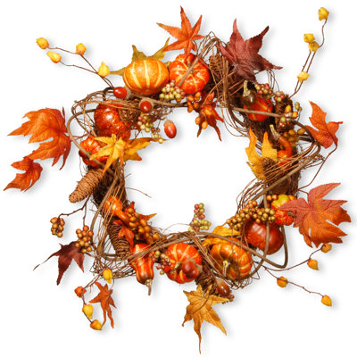 Maple Leaf and Pumpkin Wreath